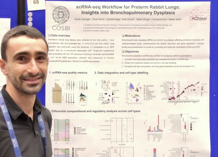 Nicola Casiraghi next to his poster at the conference poster session