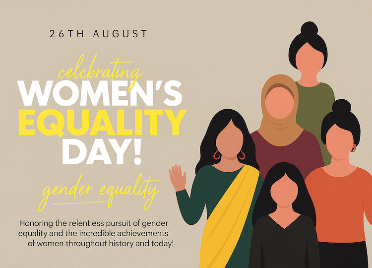 Women's equality day on August 26th: gender equality. Honoring the relentless pursuit of gender equality and the incredible achievements of women throughout history and today!